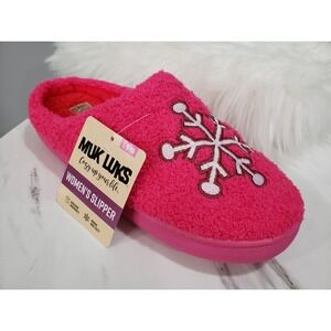 NEW SIZE 7-8 HOT PINK Muk Luks Women's Slippers Snowflake christmas barbie teen